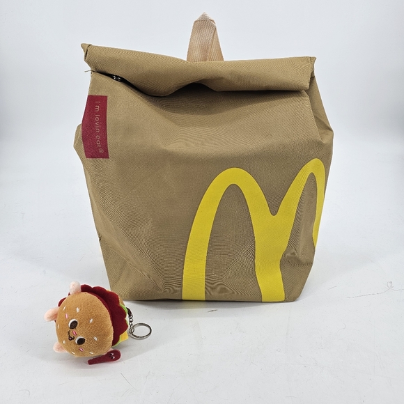 MCDONALDS Backpack W Keychain BAG Rucksack, Travel, Shopping, NEW - Picture 2 of 5